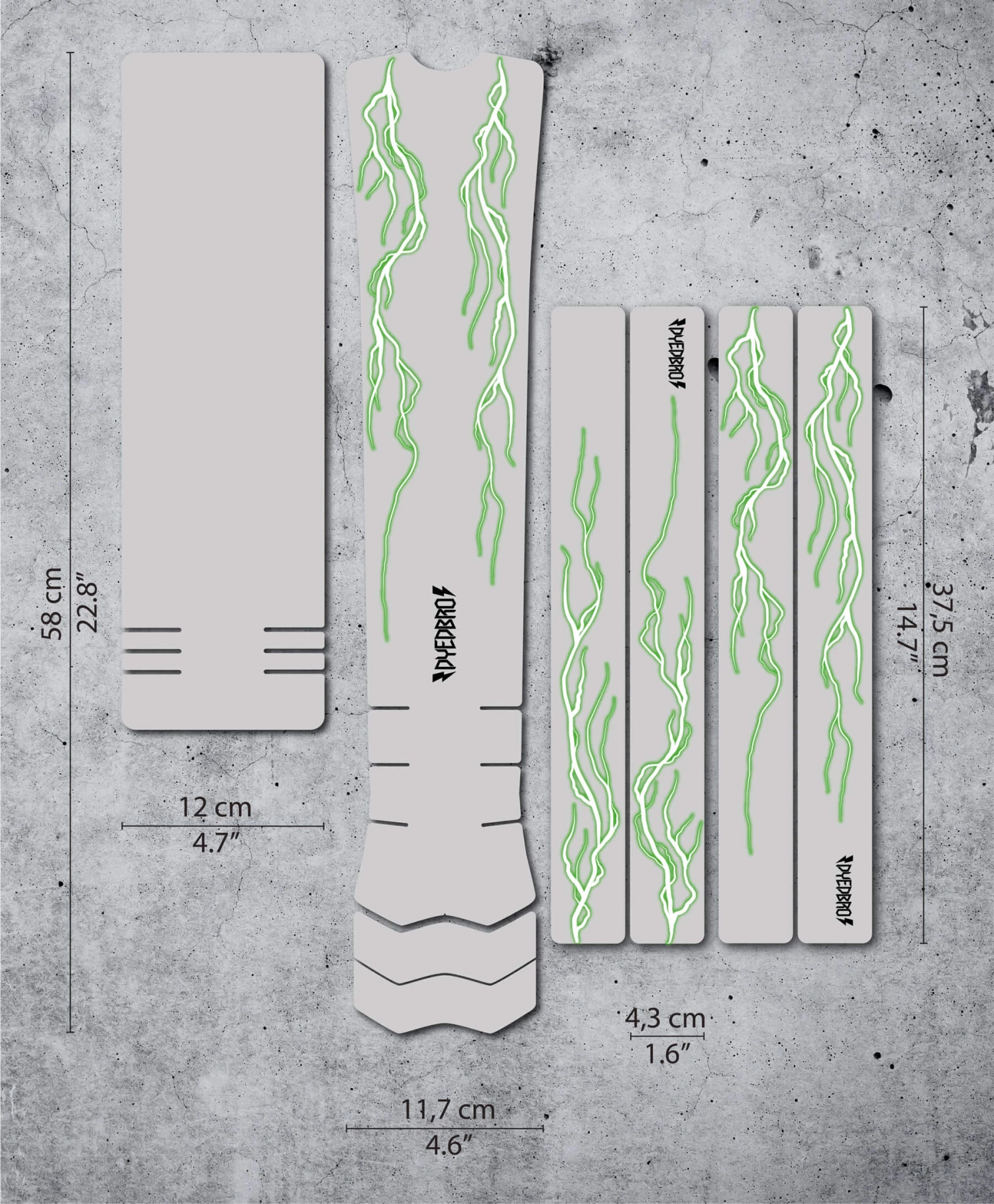 Dyedbro E-bike Frame Beschermingskit Verlichting - Groen Mat 3 Dyedbro E-bike Frame Beschermingskit Verlichting - Groen Mat