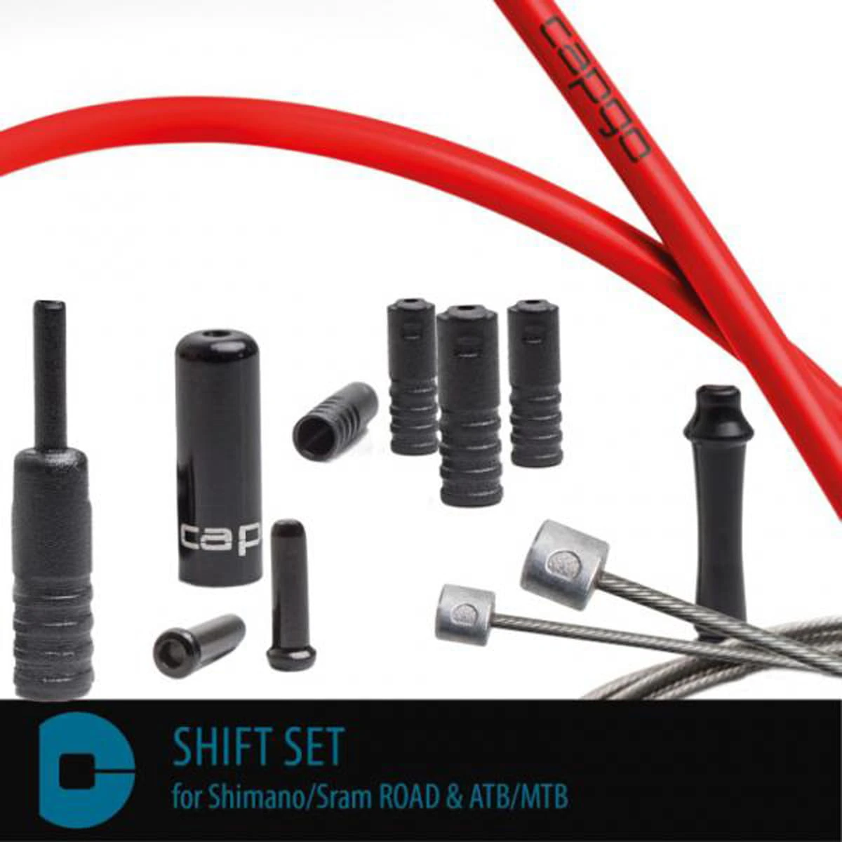 CAPGO Schakelkabelsets BL Shimano/Sram ROAD & ATB/MTB - Rood 3 CAPGO Schakelkabelsets BL Shimano/Sram ROAD & ATB/MTB - Rood
